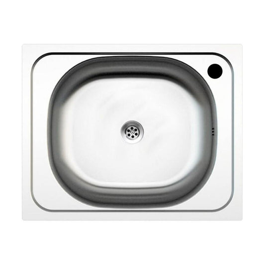 lavello incasso n205as 40x50 monovasca, dettaglio della superficie lucida in acciaio