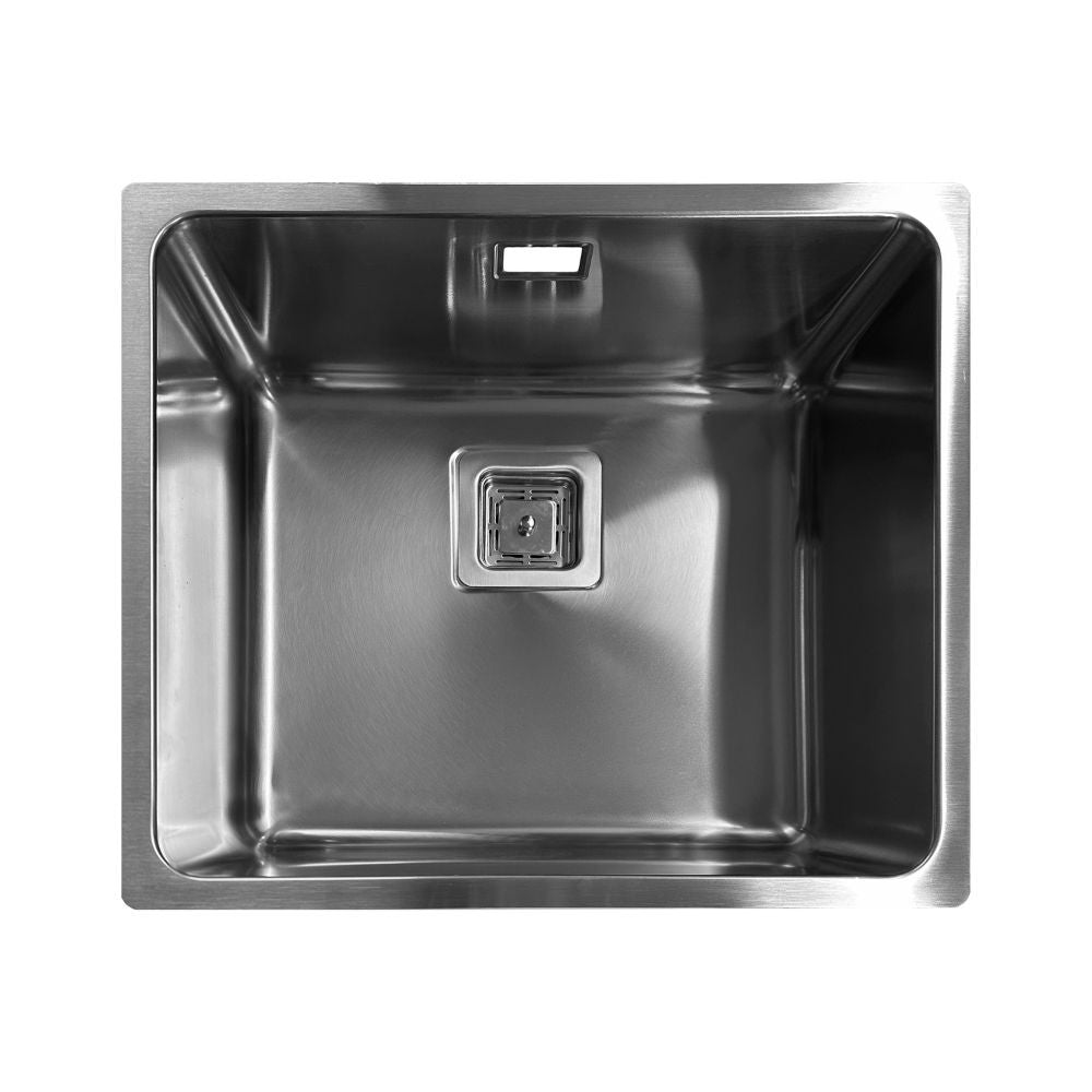 lavello sottotop vasca45 foro quadro inox, lavello in acciaio inox a una vasca, vista frontale