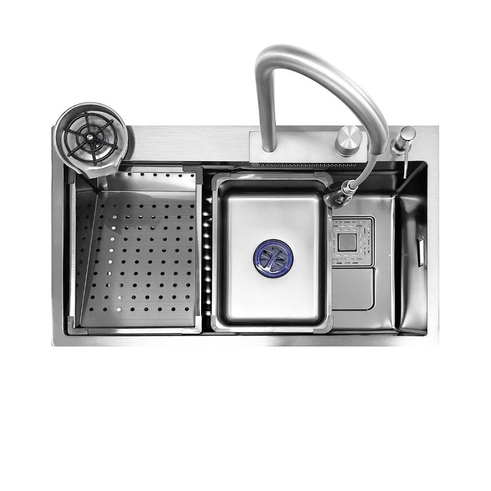 lavello incasso sa3541 una vasca 75x45 cm. completo di accessori colore inox, lavello in acciaio inox a una vasca, vista frontale