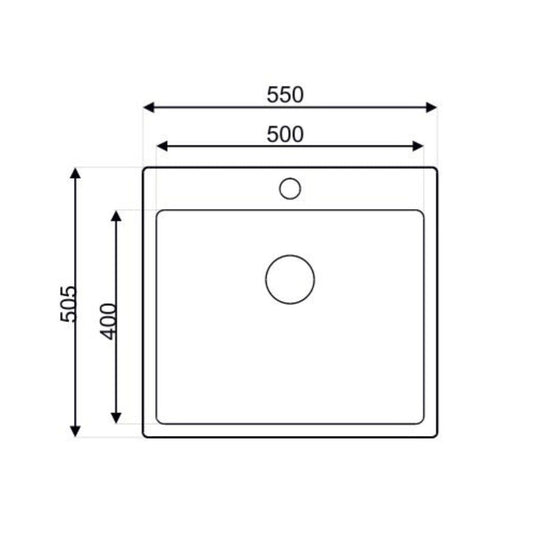 lavello da incasso sa383 1 vasca 55x50.5 cm. inox, dettaglio della superficie lucida in acciaio
