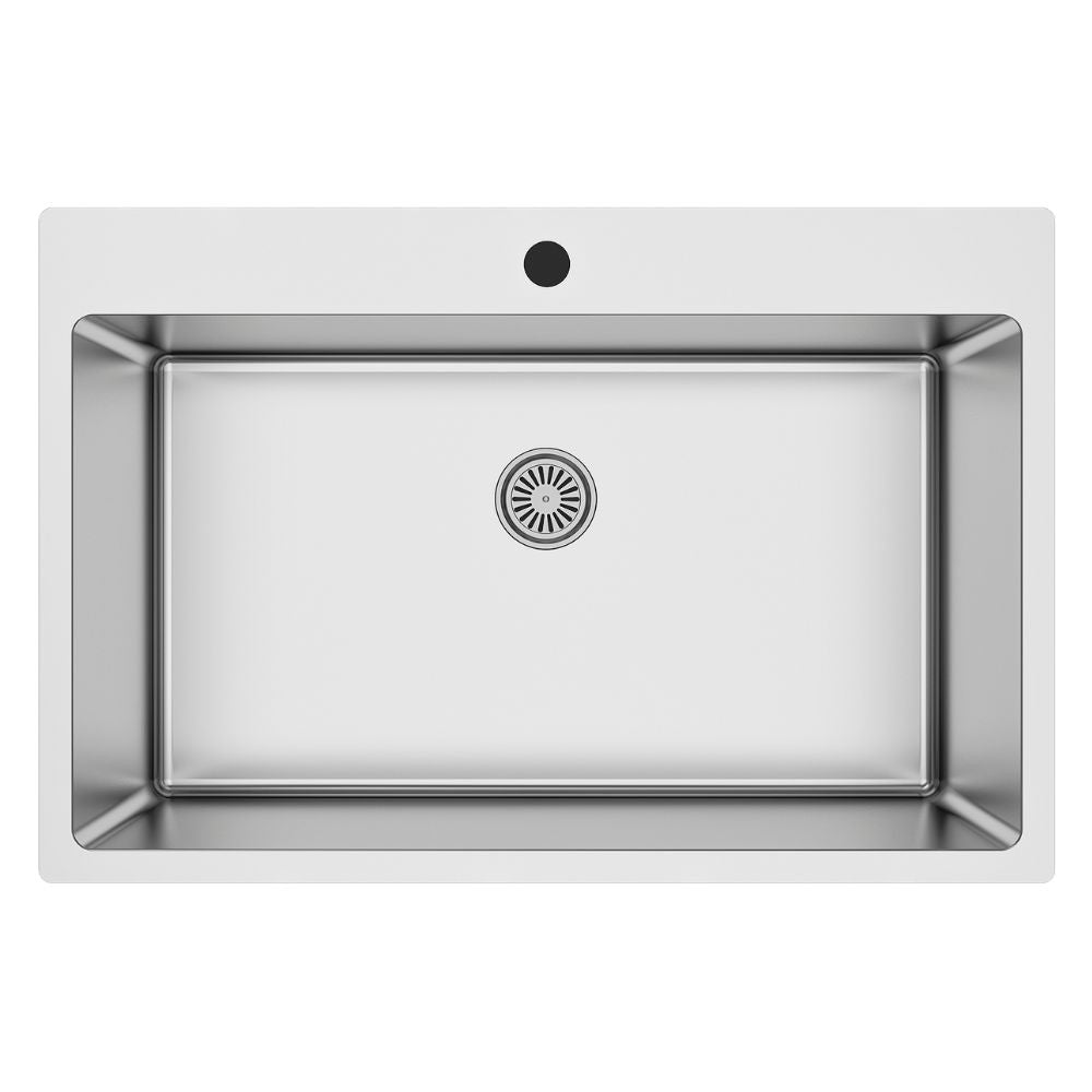 lavello da incasso sa233 1 vasca 76x50.5 cm. inox, lavello in acciaio inox a una vasca, vista frontale