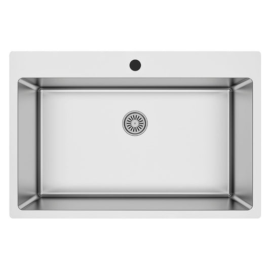 lavello da incasso sa233 1 vasca 76x50.5 cm. inox, lavello in acciaio inox a una vasca, vista frontale