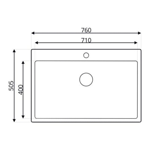 lavello da incasso sa233 1 vasca 76x50.5 cm. inox, dettaglio della superficie lucida in acciaio