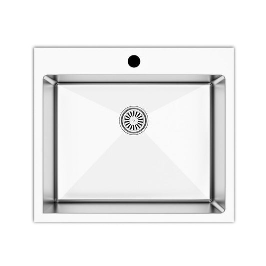 lavello incasso sa3070 una vasca 55x48 cm. inox, lavello in acciaio inox a una vasca, vista frontale