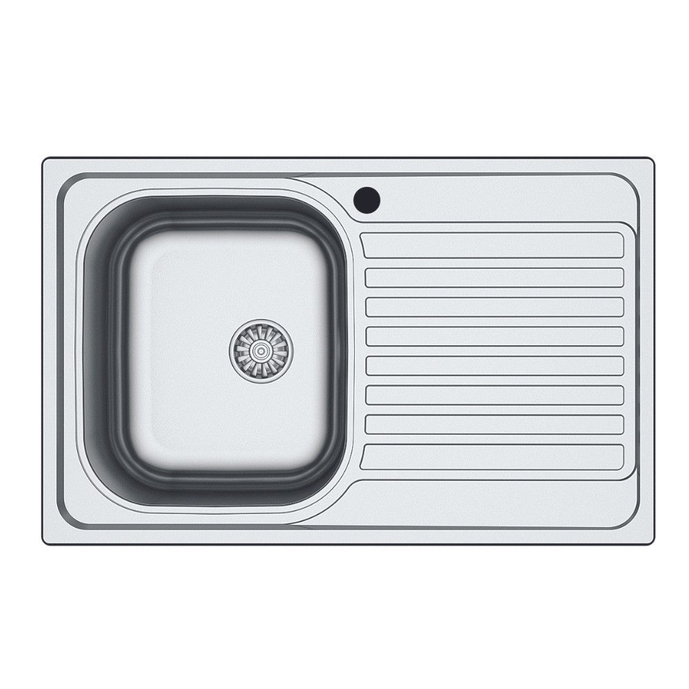 lavello classic 273 79x50 cm destro, lavello in acciaio inox a una vasca, vista frontale