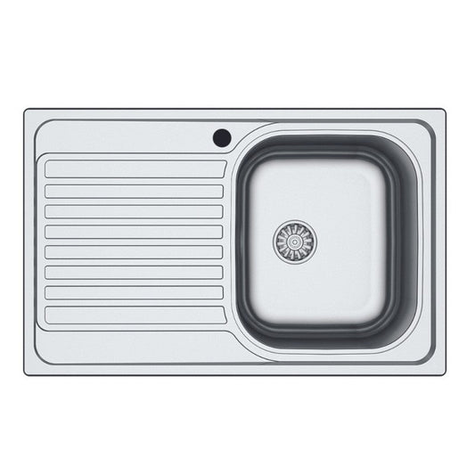 lavello classic 273 79x50 cm sinistro, lavello in acciaio inox a una vasca, vista frontale