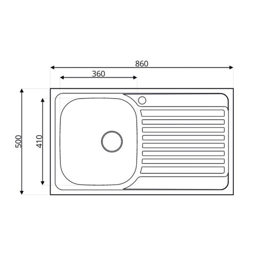 samet lavello incasso sa278 86x50 cm destro, dettaglio della superficie lucida in acciaio