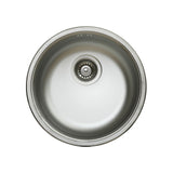 lavello rotondo diametro 43,5 cm rondo' ec192, lavello in acciaio inox a una vasca, vista frontale