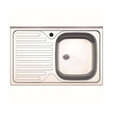 lavello appoggio 80x50 sa216 1 vasca e gocciolatoio sinistro, lavello in acciaio inox a una vasca, vista frontale