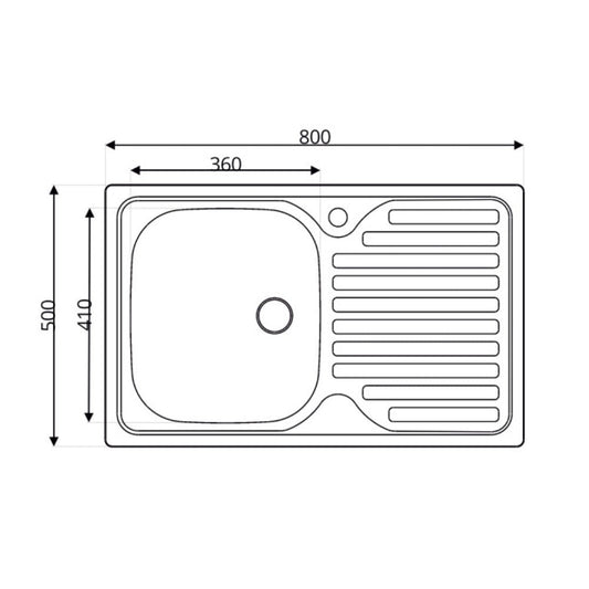 lavello appoggio 80x50 sa216  1 vasca e gocciolatoio destro, dettaglio della superficie lucida in acciaio