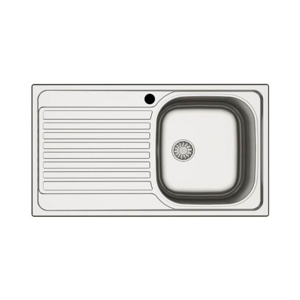 lavello incasso cucina mp861vsx acciaio 86x50 cm una vasca e gocciolatoio sinistro, lavello in acciaio inox a una vasca, vista frontale