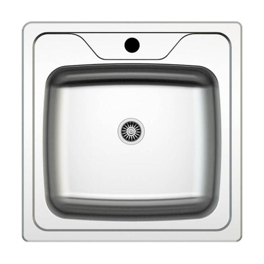 lavello 50x50 classic n24435as, lavello in acciaio inox a una vasca, vista frontale