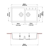 tip toe n200 lavello 2 vasche avena, dettaglio delle vasche profonde e separate