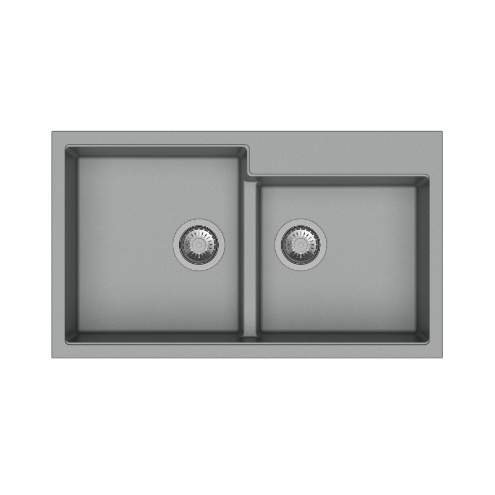tip toe n200 lavello 2 vasche croma, lavello in granito a due vasche, vista frontale
