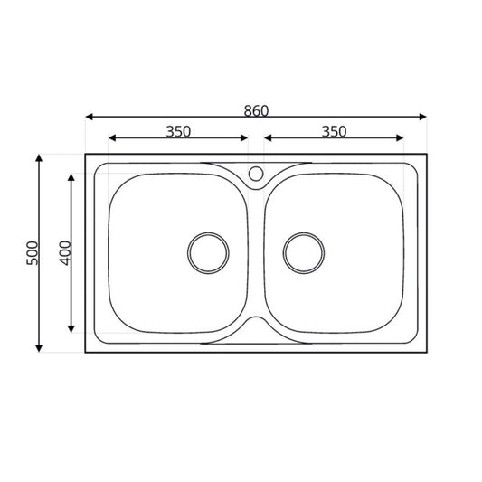 lavello 86x50 2 vasche sa322, dettaglio della superficie lucida e vasche affiancate