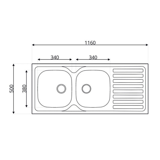 lavello 116x50 sa138 2 vasche e gocciolatoio destro, dettaglio della superficie lucida e vasche affiancate