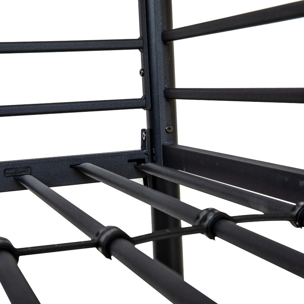 letto a castello monza in metallo nero, struttura compatta ideale per ottimizzare gli spazi ridotti