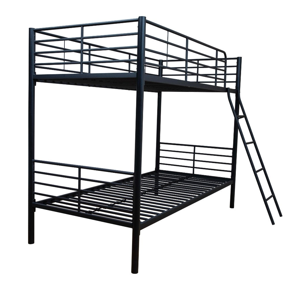 letto a castello monza in metallo nero, letto a castello con cassettone o secondo letto estraibile