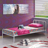 letto singolo genoa in metallo bianco, letto singolo in ferro battuto, ideale per camerette o camere ospiti