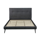 letto singolo stiletto con rete fissa in tessuto ash grigio, letto imbottito ambientato in cameretta moderna o minimalista