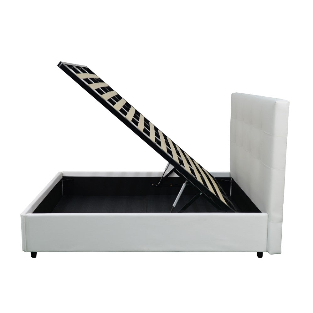 letto singolo ascoli contenitore in ecopelle bianco, design accogliente pensato per comfort e stile