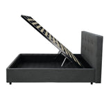 letto singolo ascoli contenitore in tessuto ash grigio, design accogliente pensato per comfort e stile