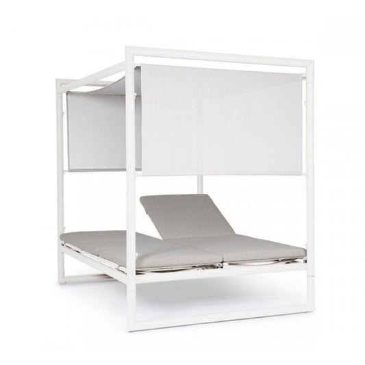 Daybed KONNOR in alluminio bianco con lettini reclinabili tortora