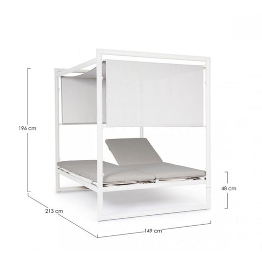 Daybed KONNOR in alluminio bianco con lettini reclinabili tortora
