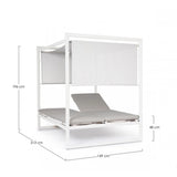 Daybed KONNOR in alluminio bianco con lettini reclinabili tortora