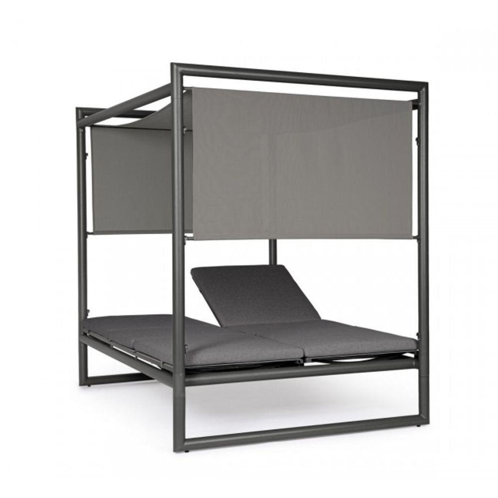 Daybed KONNOR in alluminio antracite con lettini reclinabili grigio scuro