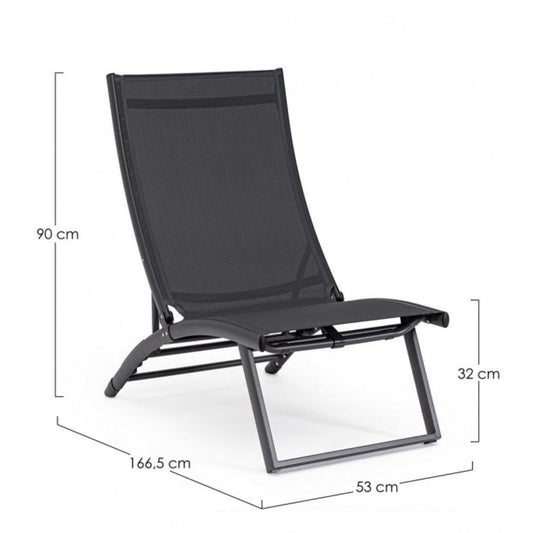 Set di 2 poltrone reclinabili TAYLOR in alluminio e textilene antracite