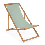 Set di 4 sdraio NOEMI in legno di acacia e tessuto verde salvia, reclinabili