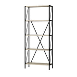 libreria axel con struttura in metallo nero e 5 mensole in rovere sonoma, perfetta per valorizzare pareti vuote e creare spazi funzionali