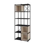 libreria vale midi con struttura in metallo nero e cubotti cashmere, design versatile per ambienti moderni, scandinavi o industriali