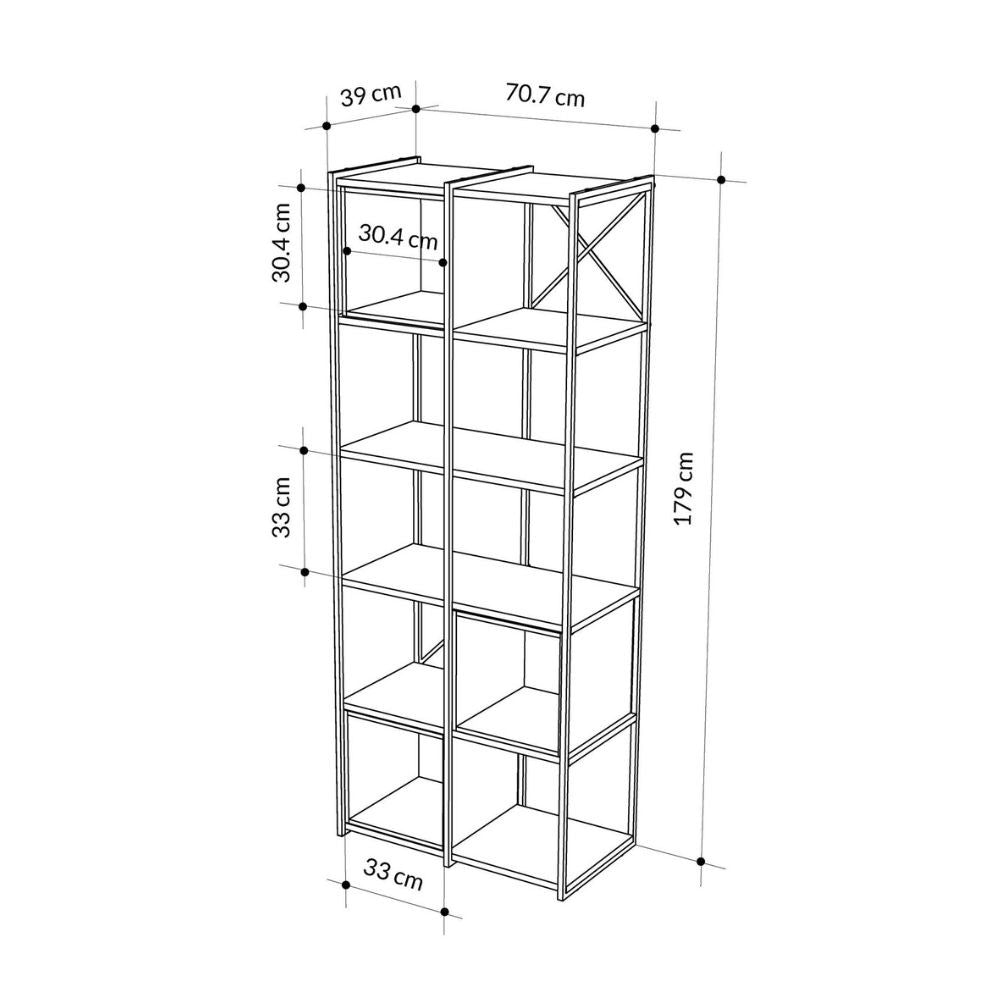 libreria vale midi con struttura in metallo nero e cubotti cashmere, libreria con scaffali aperti per una disposizione libera e creativa
