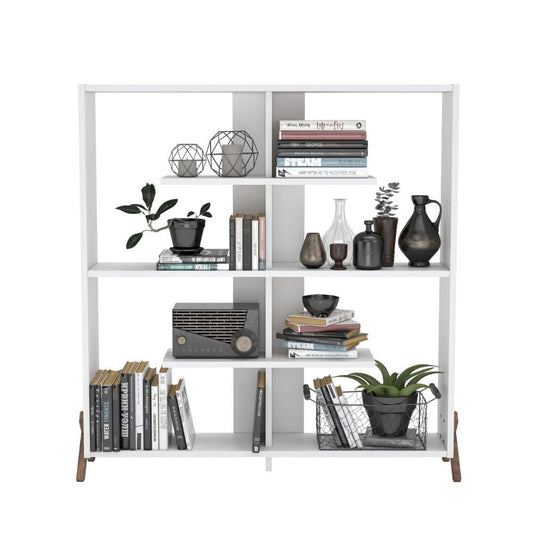 libreria kipp bianca, vista ambientata in soggiorno o studio con libreria a giorno