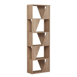 libreria frame colore rovere con 5 ripiani, vista ambientata in soggiorno o studio con libreria a giorno