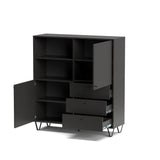 credenza aldo 6 con 2 ante e 3 cassetti colore antracite, design lineare per uno stile contemporaneo ed elegante