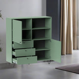 credenza aldo 6 con 2 ante e 3 cassetti colore verde, credenza in legno con ante battenti e spazio interno capiente