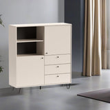 credenza aldo 6 con 2 ante e 3 cassetti colore cashmere, credenza in legno con ante battenti e spazio interno capiente