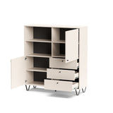 credenza aldo 6 con 2 ante e 3 cassetti colore cashmere, design lineare per uno stile contemporaneo ed elegante