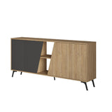 madia fiona 180 cm. con 2 ante rovere e due ante antracite, design lineare per uno stile contemporaneo ed elegante