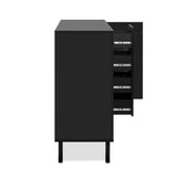 madia monza 51c 3 ante 4 cassetti in nero con listelli rovere effetto cannettato, madia da soggiorno con look minimal o vintage