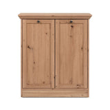 credenza timber 01a con 2 ante colore rovere anticato, dettaglio delle maniglie e finitura del materiale