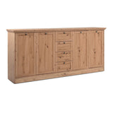 credenza timber 51a con 4 ante e 4 cassetti colore rovere anticato, madia moderna per contenere stoviglie, tovaglie e oggetti decorativi