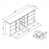 credenza timber 51a con 4 ante e 4 cassetti colore rovere anticato, mobile contenitore versatile con cassetti o ripiani interni