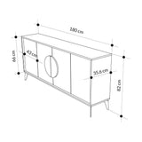 madia gora 180 cm struttura colore noce hitit con ante cashmere, perfetta per arredare con funzionalità ambienti living e cucina