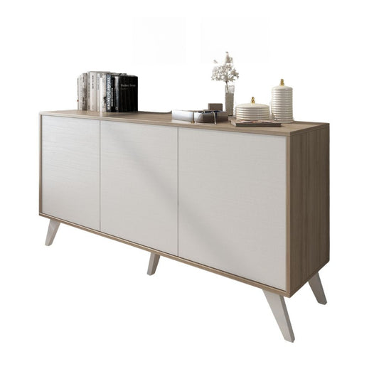 madia nimes con 3 ante colore bianco rustica e struttura in olmo almeria, vista ambientata in soggiorno, sala da pranzo o ingresso