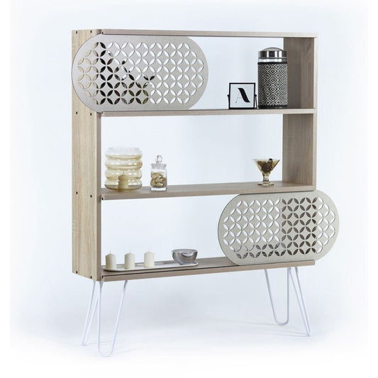 libreria 3 ripiani illia rovere nero 94x25x117 mt1905121, vista ambientata in soggiorno, sala da pranzo o ingresso