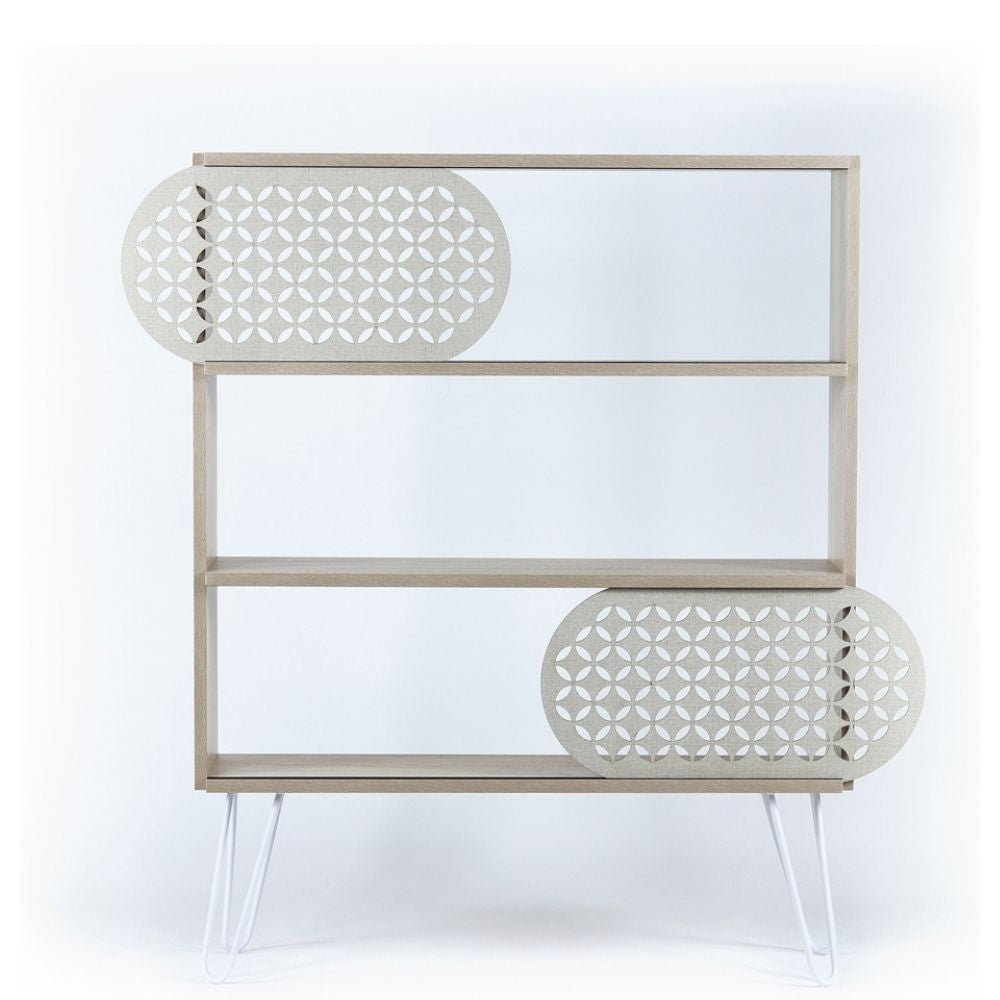 libreria 3 ripiani illia rovere nero 94x25x117 mt1905121, madia moderna per contenere stoviglie, tovaglie e oggetti decorativi